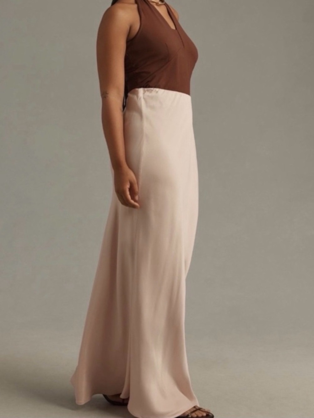 Anthropologie Tilda Blush Pink Satin Slip Skirt